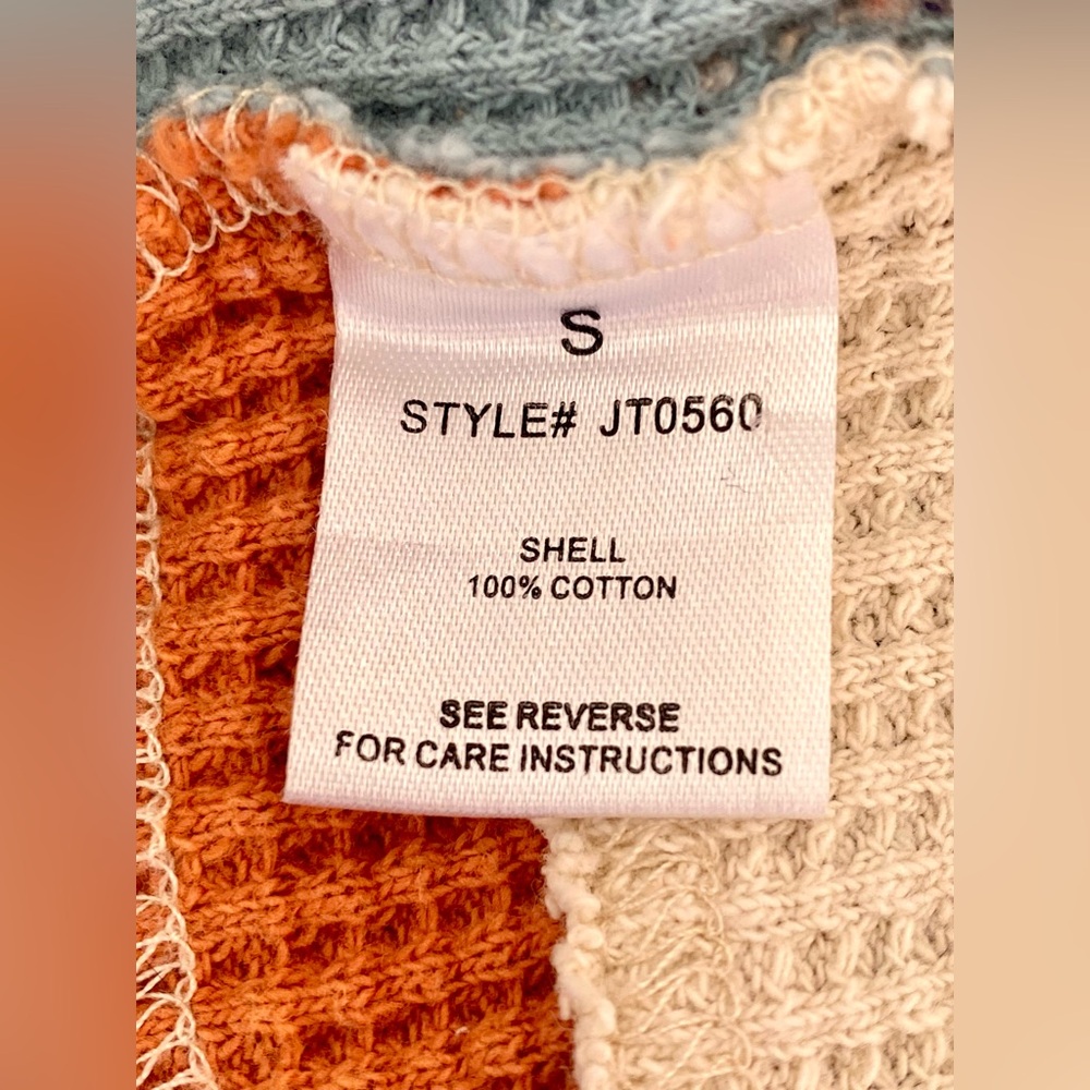 Oli&Hali Washed Color Block Pullover Thermal  Half Zip Oversized Small JT0560 - Picture 10 of 11